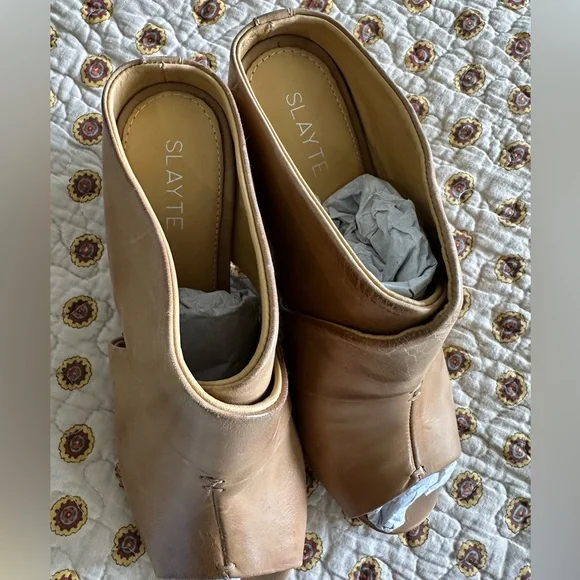 Slayte Footwear Miranda Tan Leather Mule Sandal Size 8 - Picture 4 of 8